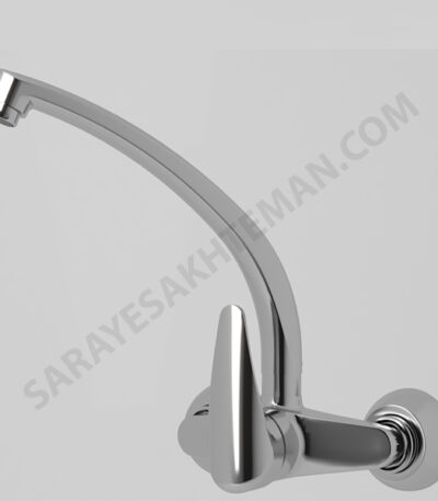 شیرالات شیر ظرفشویی دیواری مخلوط علم متحرک ریخته گری مدل رز ابرش کروم براق