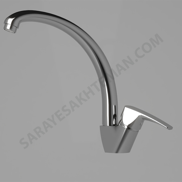 شیر ظرفشویی یاس ابرش کروم شیرالات شیر ظرفشویی سینک علم ساده متحرک مدل یاس برند ابرش کروم براق